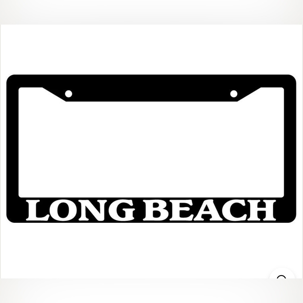 Black Long Beach License Plate Frame